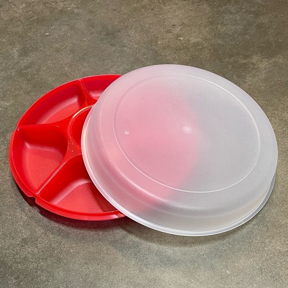 Vintage Tupperware Divided Party Serving Tray with Lid - Picture 1 of 9